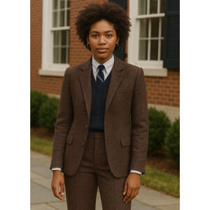 Vtg Harris Tweed Jacket S/4 Scottish Wool Lined Eggplant Handwoven Blazer Preppy